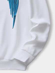 ROMWE MEN Guys Wings & Slogan Graphic Sweatshirt - White - View 4