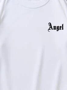 ROMWE MEN Guys Wings & Slogan Graphic Sweatshirt - White - View 5
