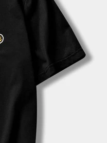 ROMWE MEN Guys Letter Graphic Tee & Shorts - Black - View 4