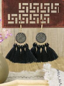 TopHanqi 3對圓形裝飾流蘇耳墜 - 彩色 - 查看 3