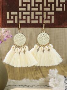 TopHanqi 3對圓形裝飾流蘇耳墜 - 彩色 - 查看 4