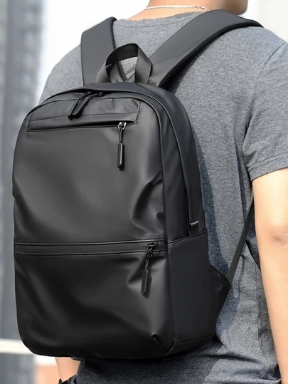 Men's Large Capacity Solid Color Water-Proof Backpack For Outdoor Travel Man Bag School Backpack Students School Supplies Book Bag School Bag College School Pencil Case Teacher Christmas Gift College Bag Travel Must Haves Large Bag Spring Laptop Bags For Travel Office Bag For Students Business Backpack For Travel Bag Laptop Work Backpack, School Supplies Travel Bags Holiday