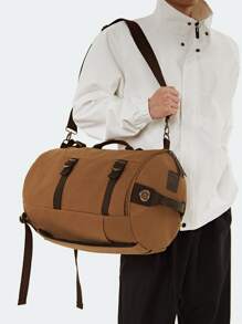 Men Minimalist Large Capacity Bag, Schoolbag For Travel, College, School Travel Backpack Luggage Bag Laptop Backpack Casual Daypack Rucksack Rucksack Functional Portable Travel Essentials For Travel Vacation For Sport Gym For Commute Canvas Vintage Casual Streetwear Solid Color For Teens Gift For Boyfriend College Bag Fathers Day Gifts Summer - Coffee Brown - View 3