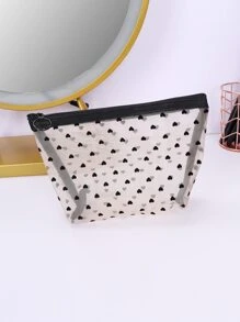 1入組Love植絨化妝包適合女士女孩 - 彩色 - 查看 8