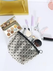 1入組Love植絨化妝包適合女士女孩 - 彩色 - 查看 3