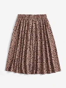 SHEIN VCAY Plus Elastic Waist Skirt - Khaki - View 2