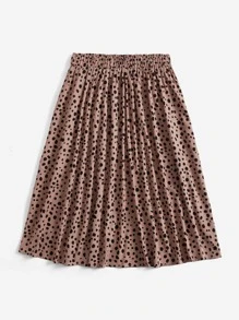 SHEIN VCAY Plus Elastic Waist Skirt - Khaki - View 4