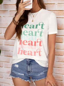 SHEIN LUNE Letter Graphic Tee - White - View 4