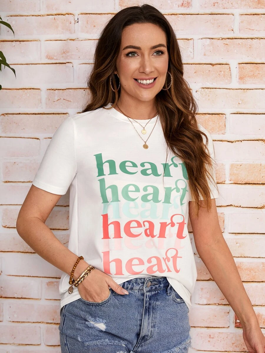 SHEIN LUNE Letter Graphic Tee - White - View 1