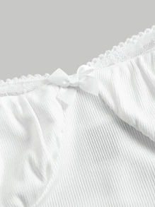 SHEIN MOD Top panel con encaje pecho con fruncido ancho con tira - Blanco - Ver 6