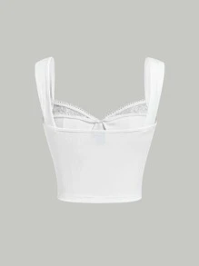 SHEIN MOD Top panel con encaje pecho con fruncido ancho con tira - Blanco - Ver 8