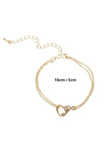 Heart Decor Chain Bracelet - Yellow Gold - View 4