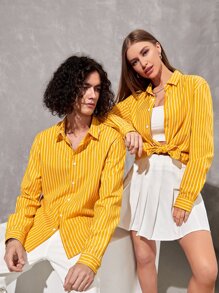 Manfinity RebelGame 1pc Loose Fit Striped Button-Up Shirt - Multicolor - View 1