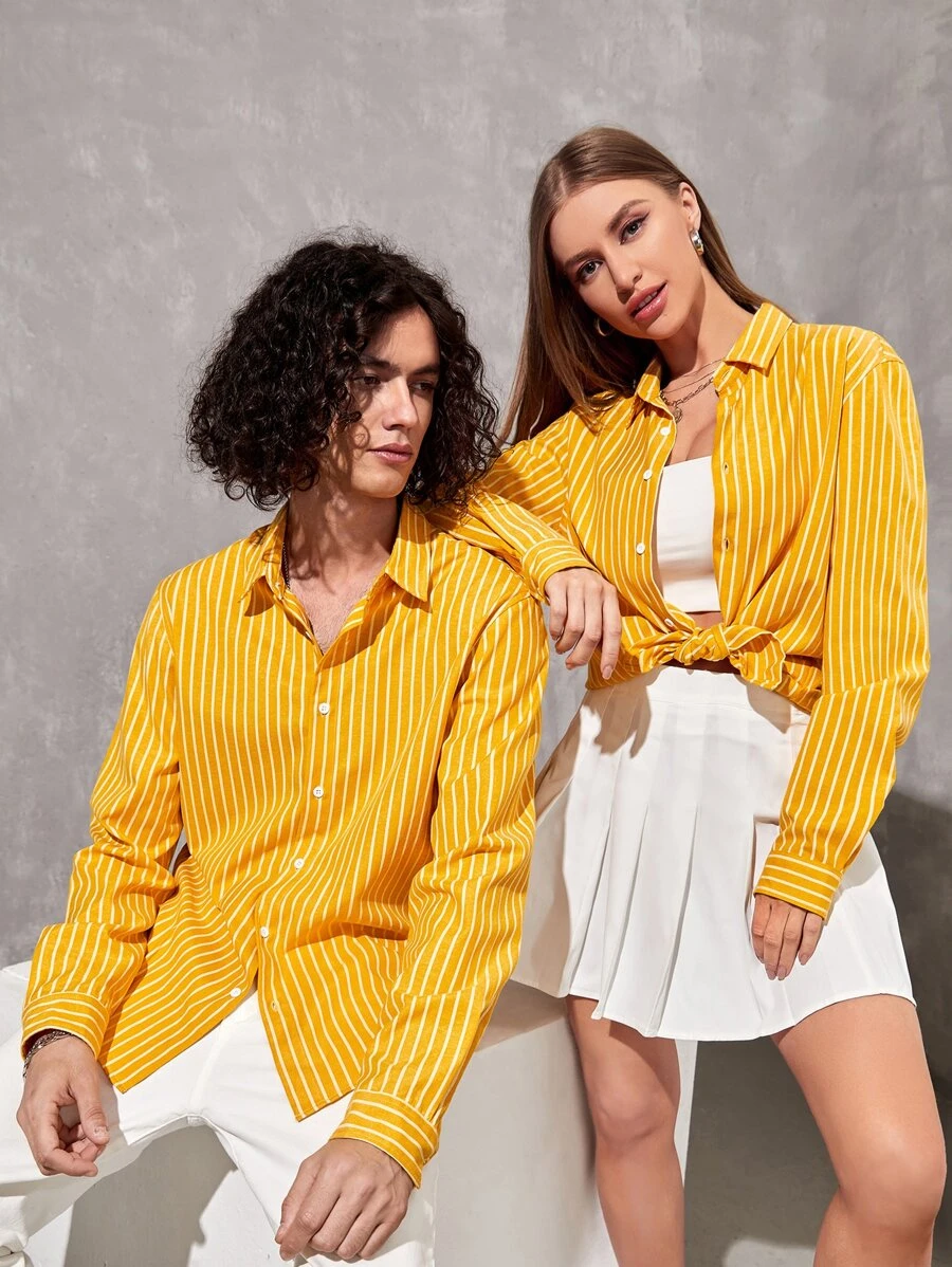 Manfinity RebelGame 1pc Loose Fit Striped Button-Up Shirt - Multicolor - View 1