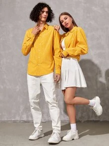 Manfinity RebelGame 1pc Loose Fit Striped Button-Up Shirt - Multicolor - View 8