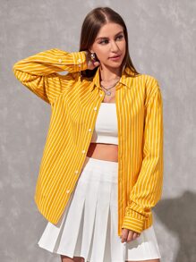 Manfinity RebelGame 1pc Loose Fit Striped Button-Up Shirt - Multicolor - View 5