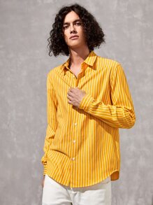 Manfinity RebelGame 1pc Loose Fit Striped Button-Up Shirt - Multicolor - View 4