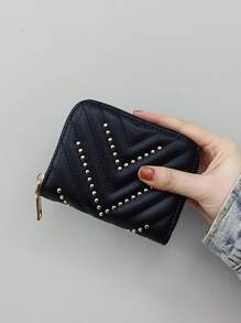 Studded Decor Chevron Card Holder Multi-Card Card Organizer for Storage Credit Cards - Black - View 2