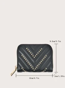 Studded Decor Chevron Card Holder Multi-Card Card Organizer for Storage Credit Cards - Black - View 3