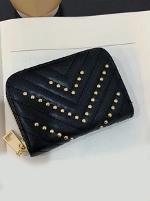 Studded Decor Chevron Card Holder Multi-Card Card Organizer for Storage Credit Cards - Black - View 4