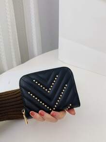 Studded Decor Chevron Card Holder Multi-Card Card Organizer for Storage Credit Cards - Black - View 6