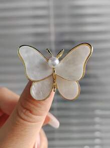 人造珍珠和蝴蝶裝飾別針 - 彩色 - 查看 1