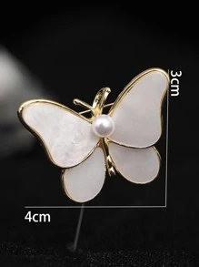 人造珍珠和蝴蝶裝飾別針 - 彩色 - 查看 2