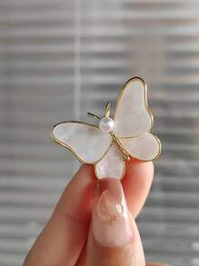 人造珍珠和蝴蝶裝飾別針 - 彩色 - 查看 3