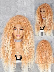 13*2.5 Lace Front Long Curly Synthetic Wig - Multicolor - View 1
