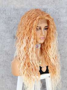 13*2.5 Lace Front Long Curly Synthetic Wig - Multicolor - View 3