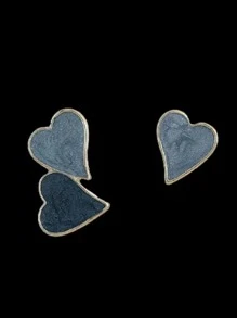 Bông tai trái tim không khớp - Màu xanh lam - Xem 3