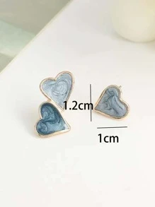 Bông tai trái tim không khớp - Màu xanh lam - Xem 4