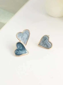 Bông tai trái tim không khớp - Màu xanh lam - Xem 5