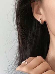 素色極簡風格圓耳環 - 金黃色 - 查看 5