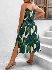 SHEIN VCAY Đầm Plus Size Tách cao Nhiệt đới Boho - Nhiều màu - Xem 2