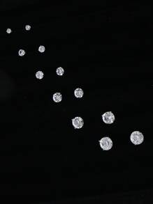 6 pares Pendientes de tachuela con diseño de diamante de imitación