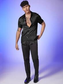 FeverCity Men Single Breasted Shirt - Black - View 3