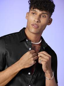 FeverCity Men Single Breasted Shirt - Black - View 4