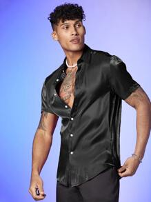 FeverCity Men Single Breasted Shirt - Black - View 5