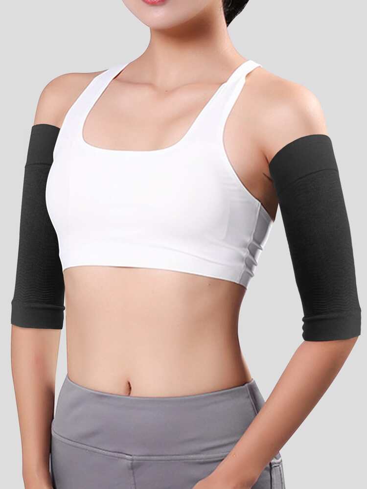 1pair Sports Compression Arm Sleeves For Support And Recovery - Black - View 1