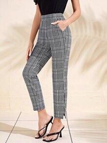 EMERY ROSE Houndstooth Print Cropped Pants