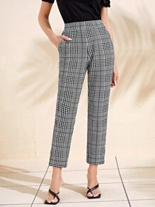 EMERY ROSE Houndstooth Print Cropped Pants