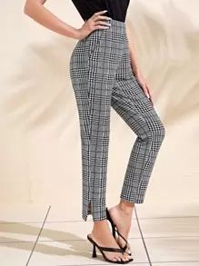 EMERY ROSE Houndstooth Print Cropped Pants