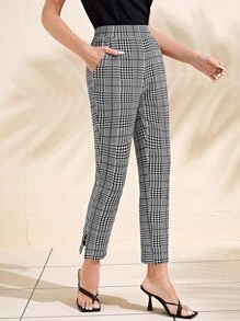 EMERY ROSE Houndstooth Print Cropped Pants