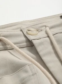 DAZY 抽绳腰阔腿裤，女式慢跑裤 - 杏色 - 查看 3