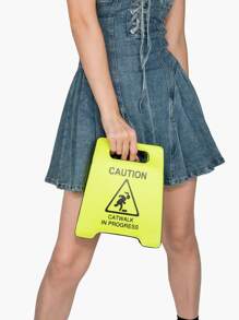 輕便、可攜帶時尚霓虹綠色警告標誌設計新奇袋,人造皮革斜挎袋,創意停車標誌錢包適用於女性,適用於購物、度假、假期、郊遊、沙灘等場合的迷你包,適用於女孩、女士、大學生 - 黃色 - 查看 3