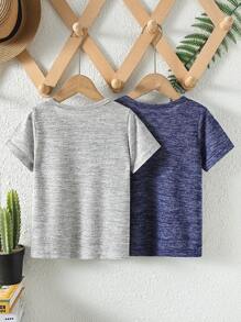 Toddler Boys 2pcs Marled Knit Quarter Button Tee - Multicolor - View 2