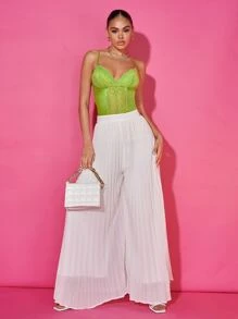 SHEIN BAE Body de tirantes con encaje - Verde Lima - Ver 3