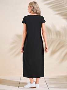 EMERY ROSE Polka Dot Print Tunic Dress,Polka Dot Dress - Black - View 2