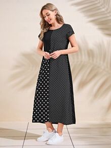 EMERY ROSE Polka Dot Print Tunic Dress,Polka Dot Dress - Black - View 3